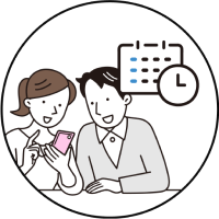 日程調整をする男女