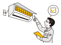 エアコンをチェックする男性イラスト