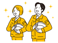 左上を見上げる男女のイラスト