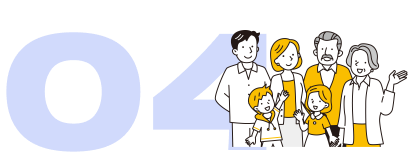 04祖父祖母母父と子供二人のイラスト