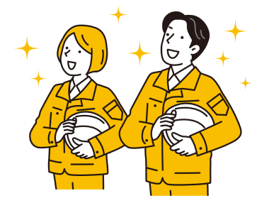 左上を見上げる男女のイラスト